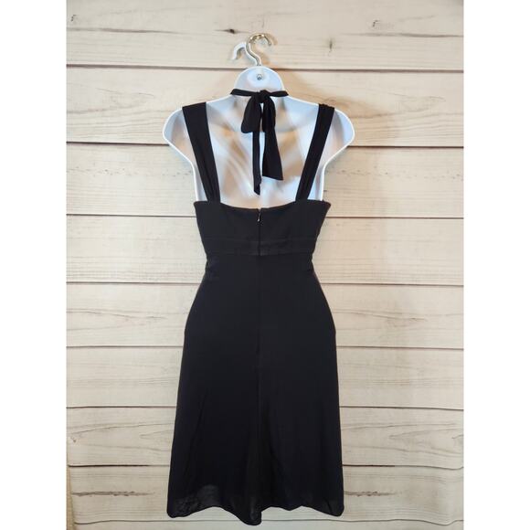 BCBGMAXAZRIA Women's Black Sleeveless Halter Neck Cocktail Mini Dress Size XS - Picture 2 of 6